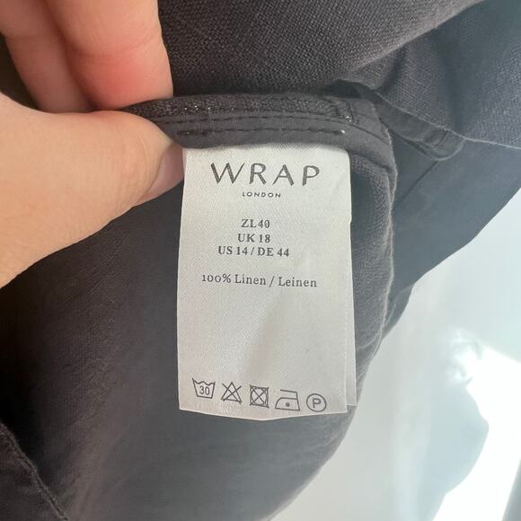 Wrap London Brown Linen Long-Sleeve Blazer 14 Lagenlook Minimalist Workleisure - Picture 5 of 6